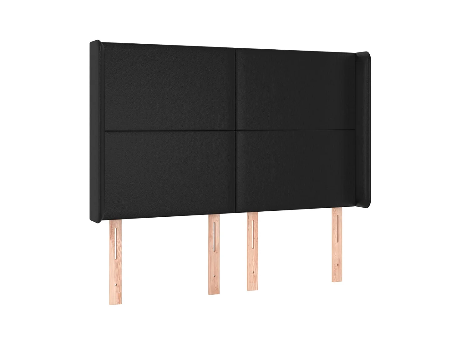 Cabecero | Cabezal de Cama | Mueble cabecero con LED cuero sintético negro 147x16x118/128 cm