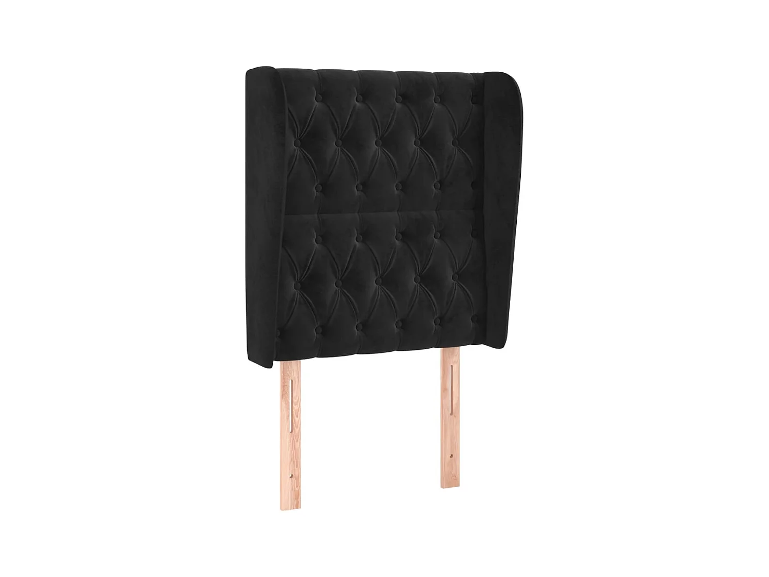 Cabecero | Cabezal de Cama | Mueble cabecero con orejas de terciopelo negro 83x23x118/128 cm