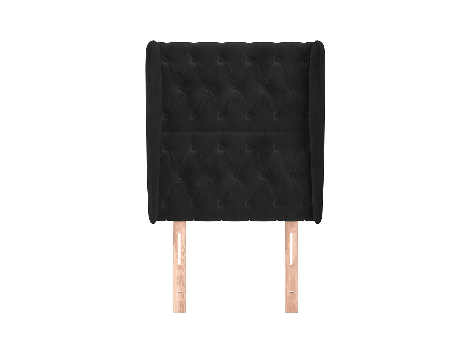 Cabecero | Cabezal de Cama | Mueble cabecero con orejas de terciopelo negro 83x23x118/128 cm