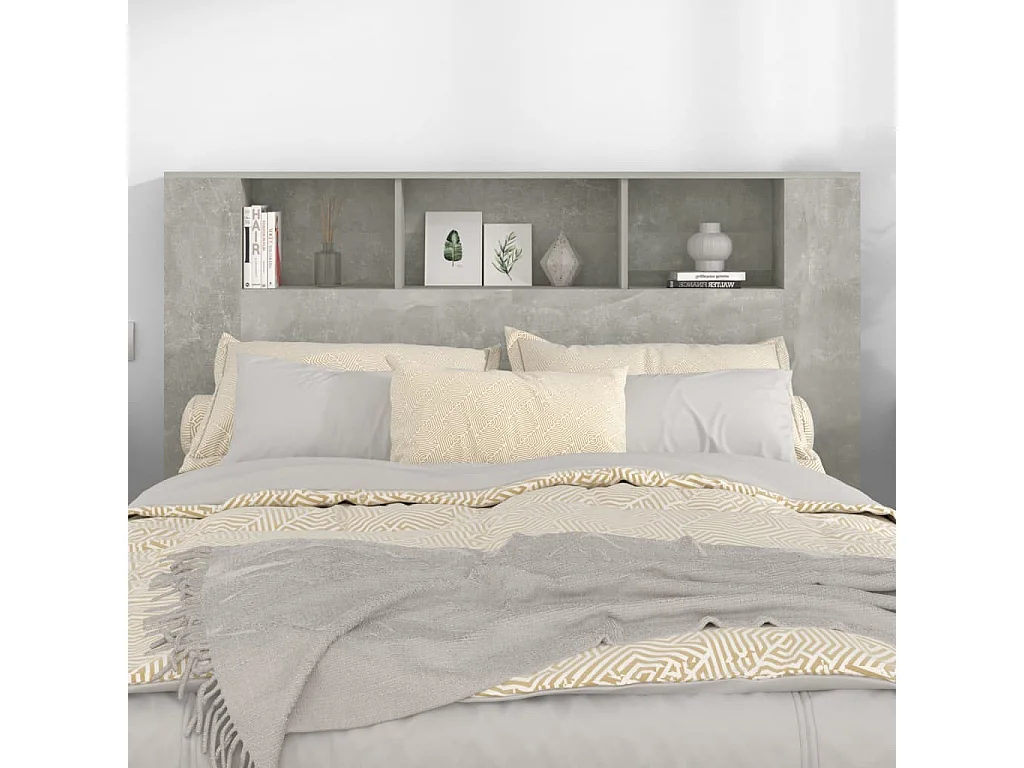 Tête de Lit avec rangement | Armoire de tête de lit Gris béton 160x18,5x104,5 cm