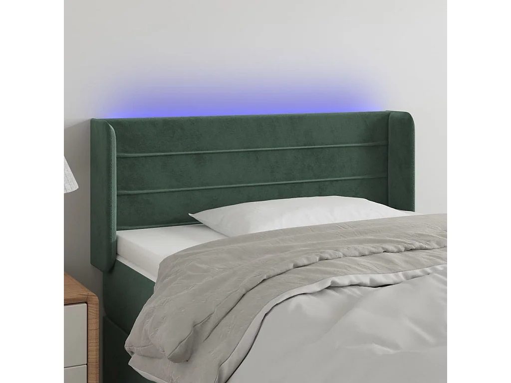 Hoofdbord | Hoofdeinde LED 103x16x78/88 cm fluweel donkergroen