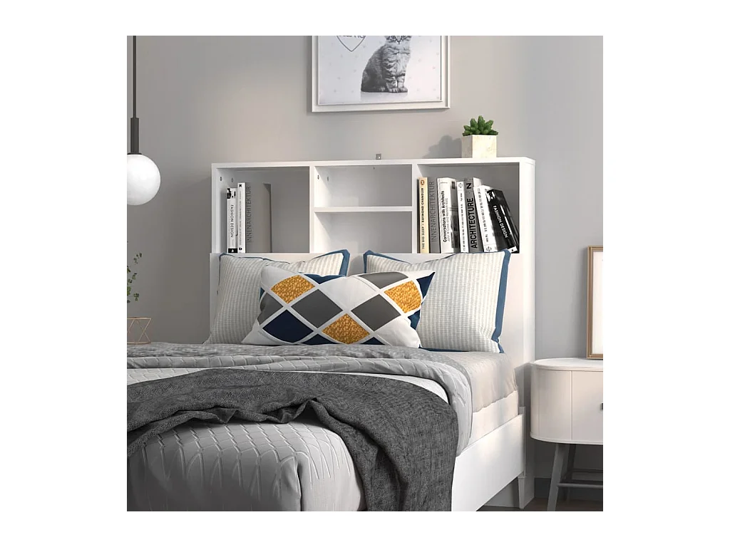 Tête de Lit avec rangement | Armoire de tête de lit Blanc 100x19x103,5 cm