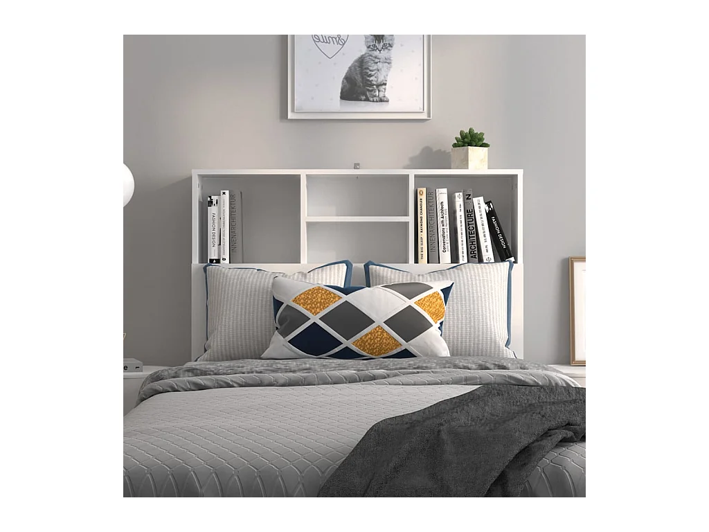 Tête de Lit avec rangement | Armoire de tête de lit Blanc 100x19x103,5 cm