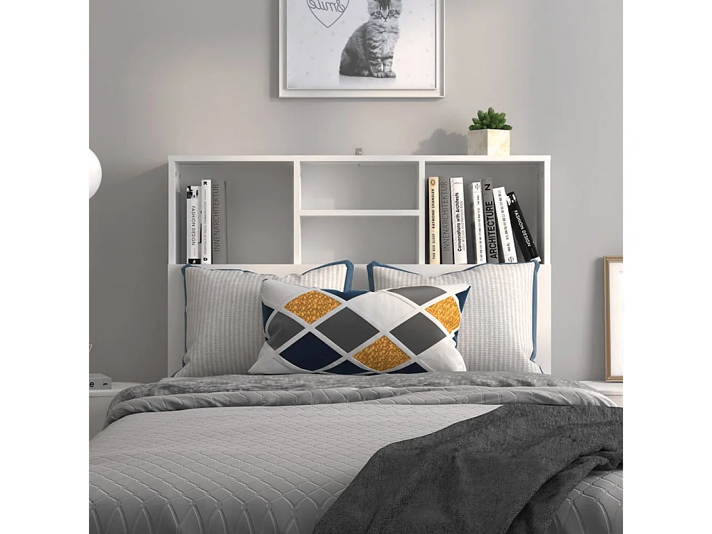 Tête de Lit avec rangement | Armoire de tête de lit Blanc 100x19x103,5 cm