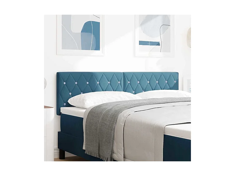 Mueble cabecero | Cabecero | Cabezal de cama LED Argyle con cabecera Azul oscuro 80 cm Terciopelo
