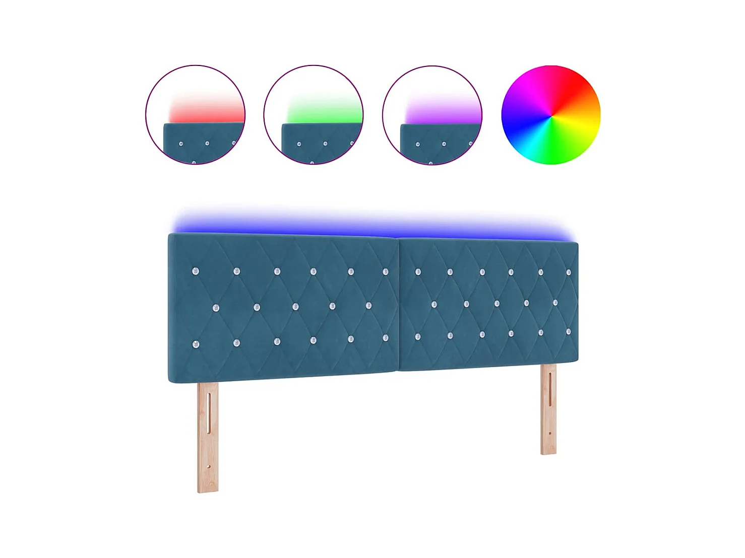 Mueble cabecero | Cabecero | Cabezal de cama LED Argyle con cabecera Azul oscuro 80 cm Terciopelo