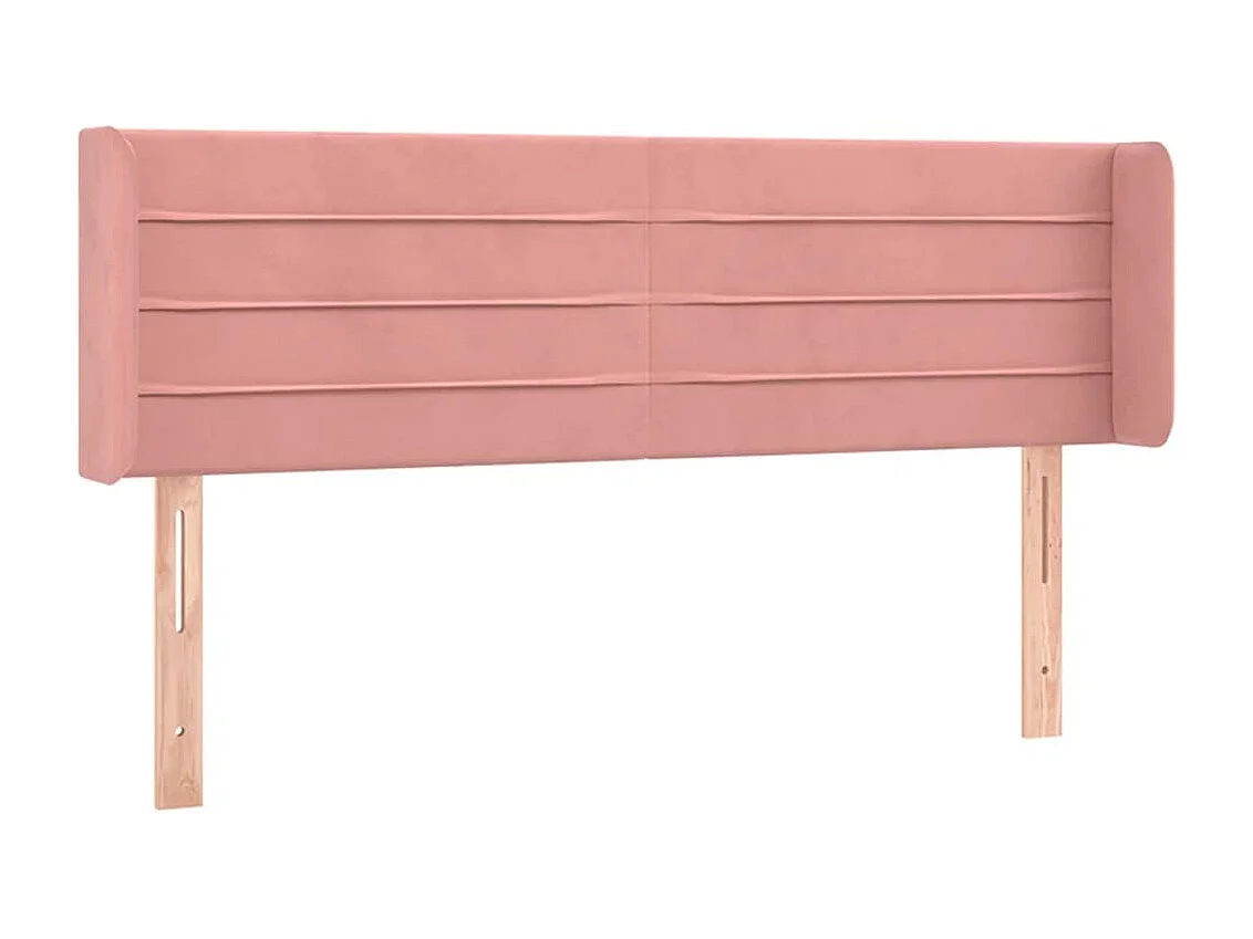 Tête de Lit | Panneau de tête pour lit Moderne à LED Rose 147x16x78/88 cm Velours