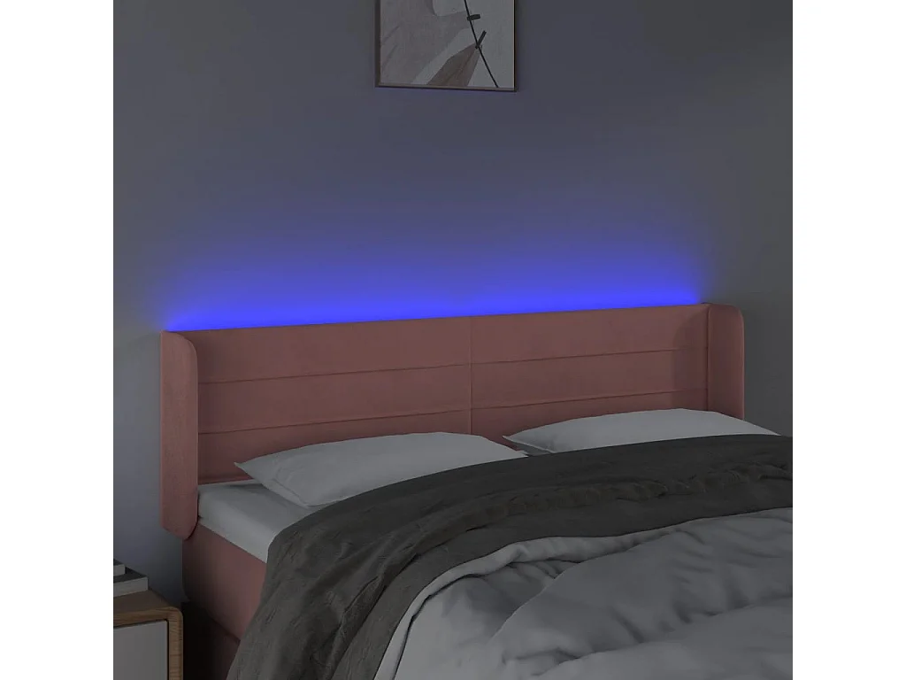 Hoofdbord | Hoofdeinde LED 147x16x78/88 cm fluweel roze