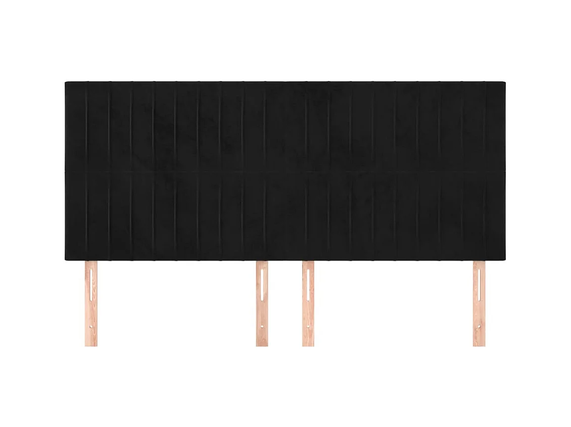 Cabeceros | Cabezal de cama | Mueble de cabecero 4 unidades de terciopelo negro 100x5x78/88 cm