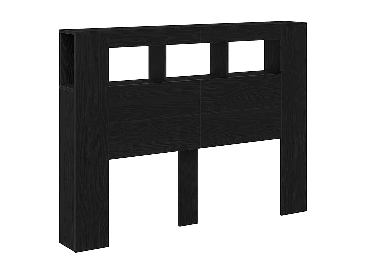 Mueble cabecero | Cabecero | Cabezal de cama LED con estante Roble negro 140 x 18.5 x 103.5 cm