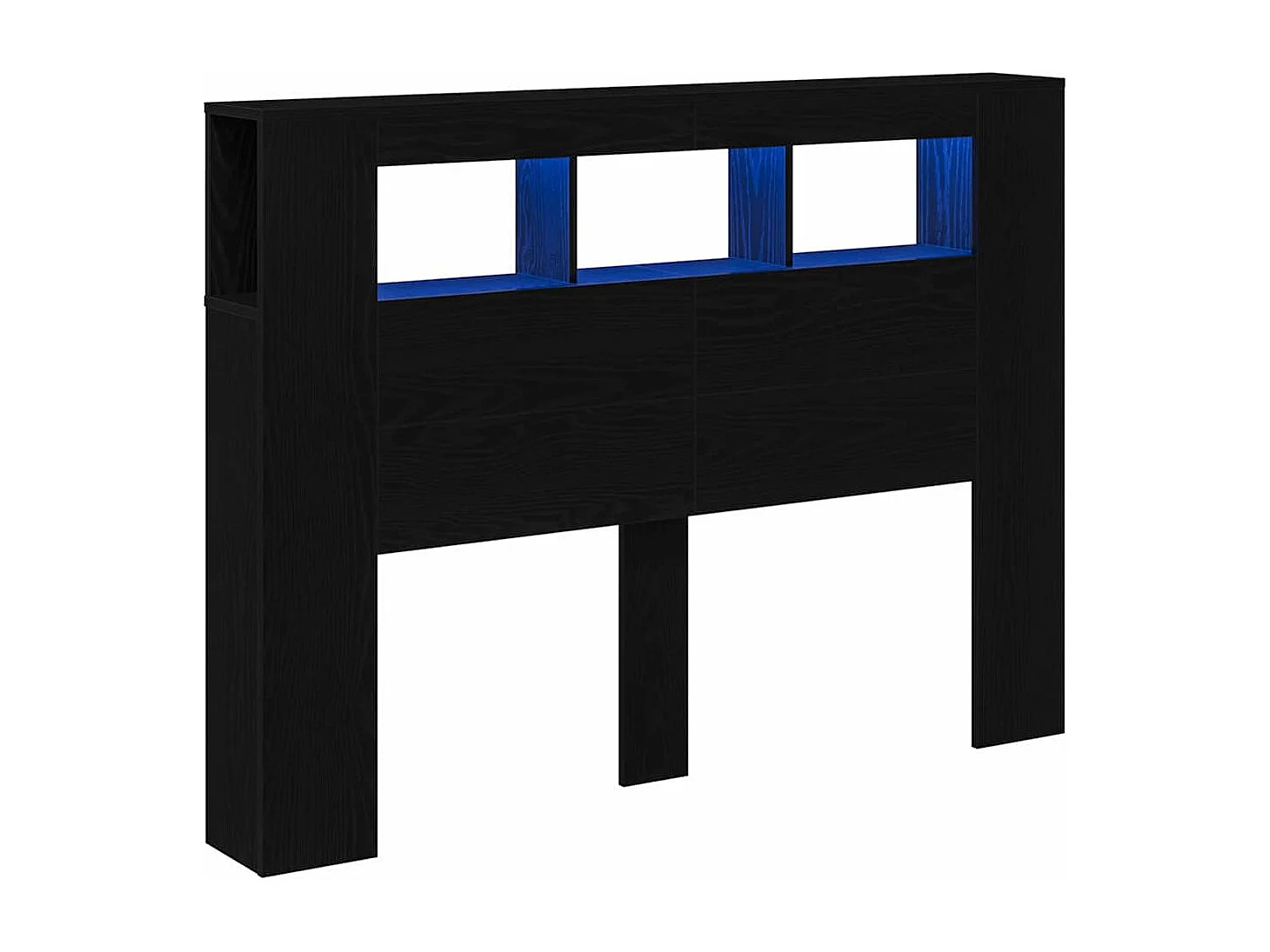 Tête de Lit | Panneau de tête pour lit Moderne LED avec étagère Chêne noir 140 x 18,5 x 103,5 cm