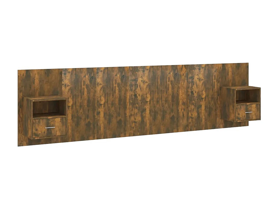 Tête de Lit avec rangement | Tête de lit avec armoires Chêne fumé Bois d'ingénierie