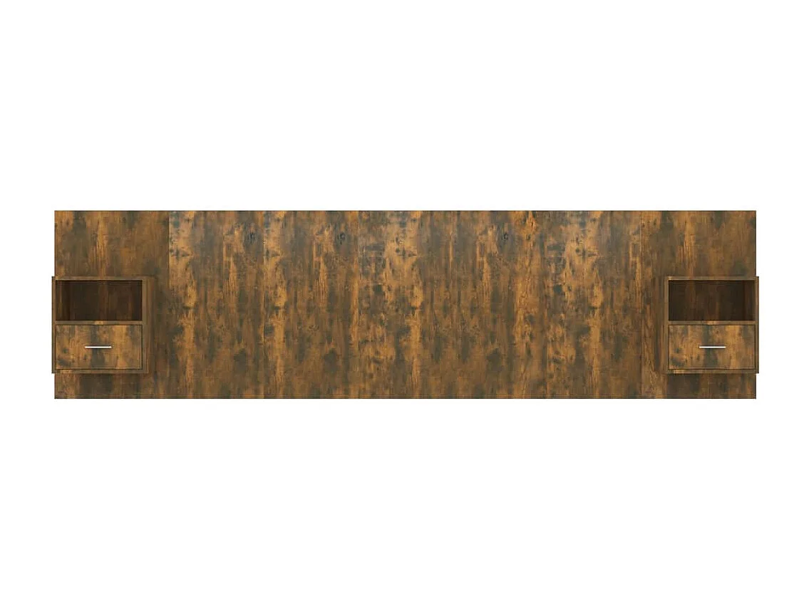 Tête de Lit avec rangement | Tête de lit avec armoires Chêne fumé Bois d'ingénierie