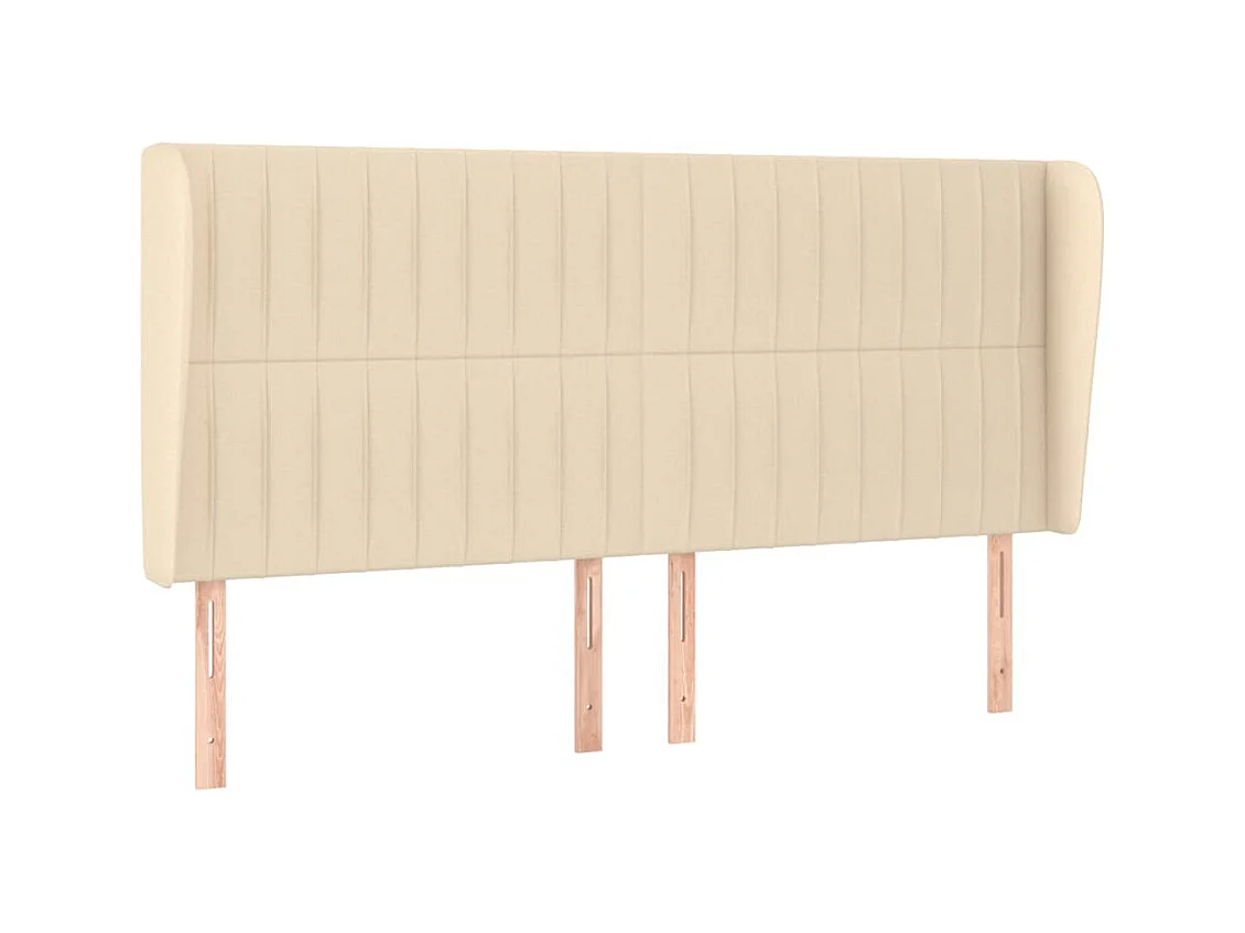 Cabecero | Cabezal de Cama | Mueble cabecero con orejas de tela color crema 183x23x118/128 cm