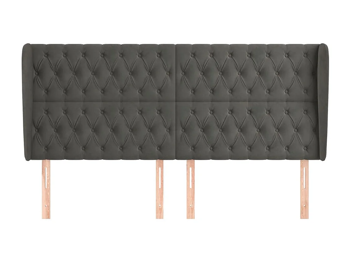 Tête de Lit | Panneau de tête pour lit Moderne avec oreilles Gris foncé 183x23x118/128 cm Velours