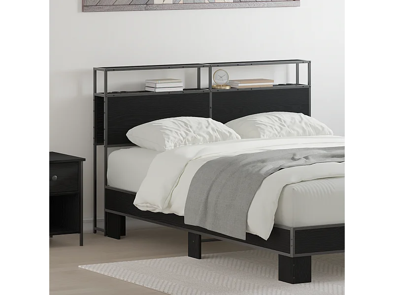 Tête de Lit de rangement | Panneau de tête pour lit Chêne noir 140 cm Bois d'ingénierie
