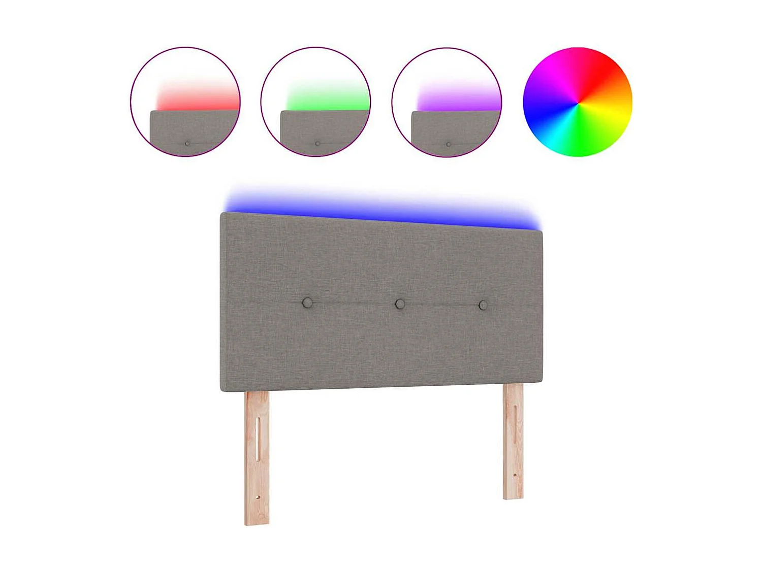 Tête de Lit | Panneau de tête pour lit Moderne LED avec des lumières à LED Taupe 100 cm tissu