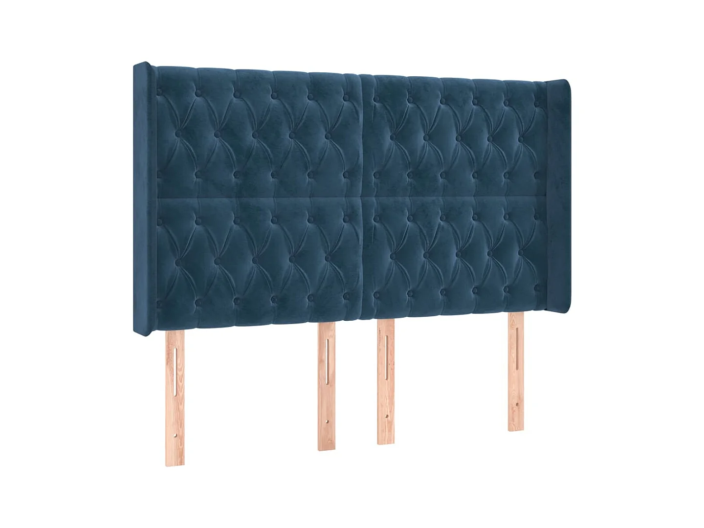 Cabecero | Cabezal de Cama | Mueble cabecero con orejas de terciopelo azul oscuro 147x16x118/128 cm