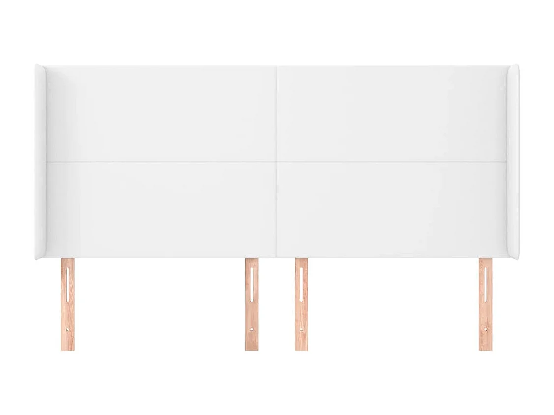 Tête de Lit | Panneau de tête pour lit Moderne avec oreilles Blanc 183x23x118/128 cm Similicuir