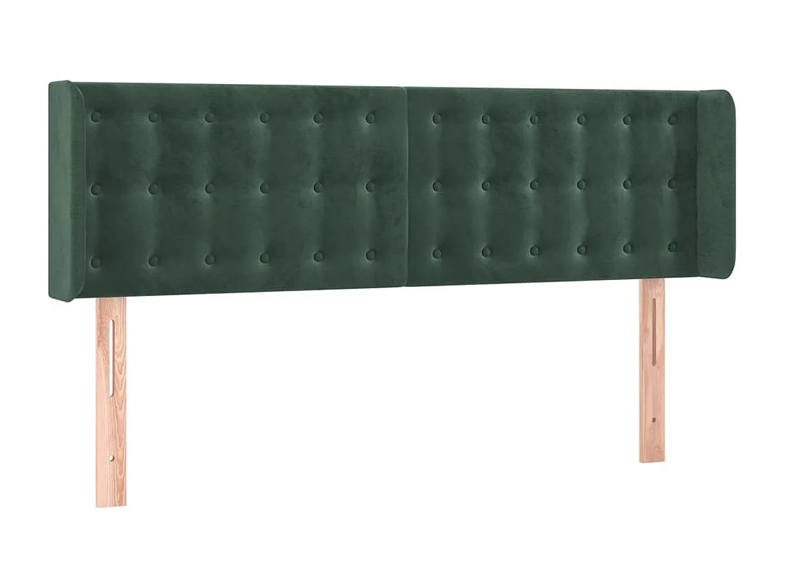 Hoofdbord | Hoofdeinde LED 147x16x78/88 cm fluweel donkergroen