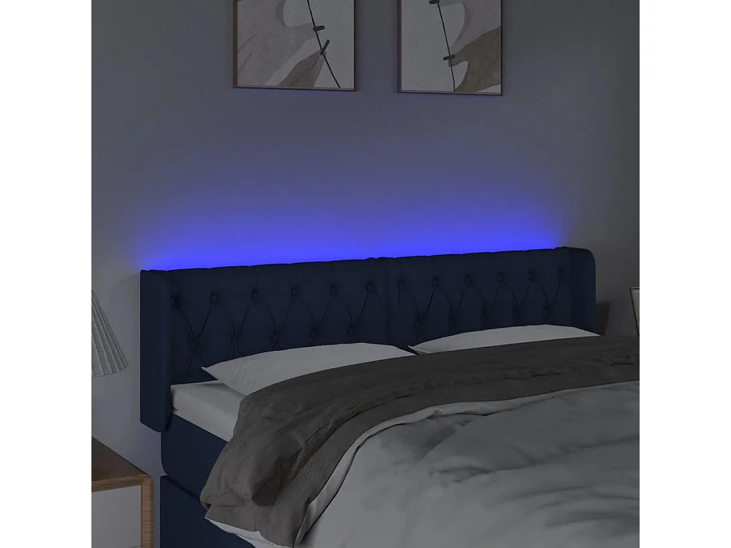 Hoofdbord | Hoofdeinde LED 147x16x78/88 cm stof blauw