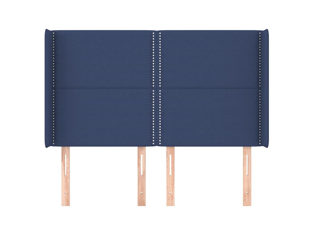 Tête de Lit | Panneau de tête pour lit Moderne avec oreilles Bleu 147x16x118/128 cm Tissu