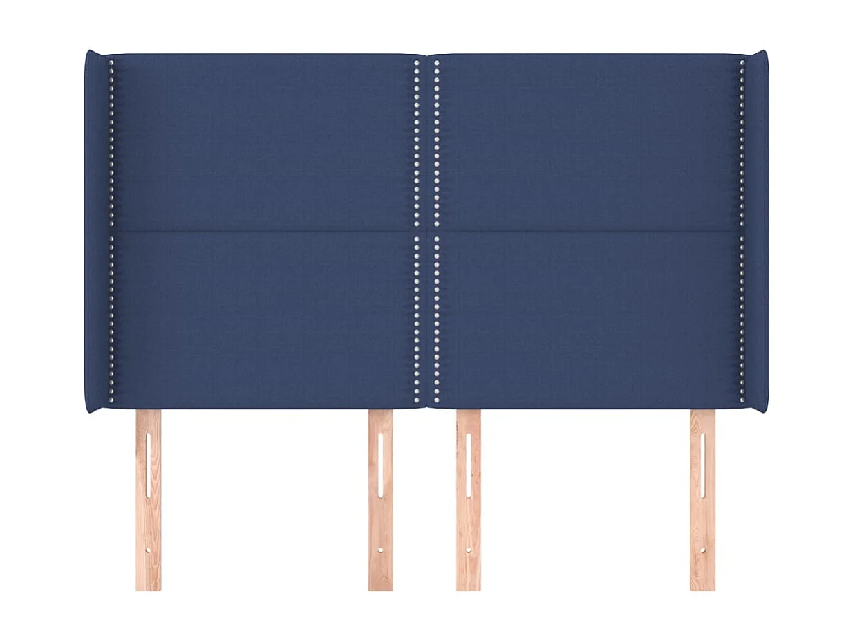 Tête de Lit | Panneau de tête pour lit Moderne avec oreilles Bleu 147x16x118/128 cm Tissu