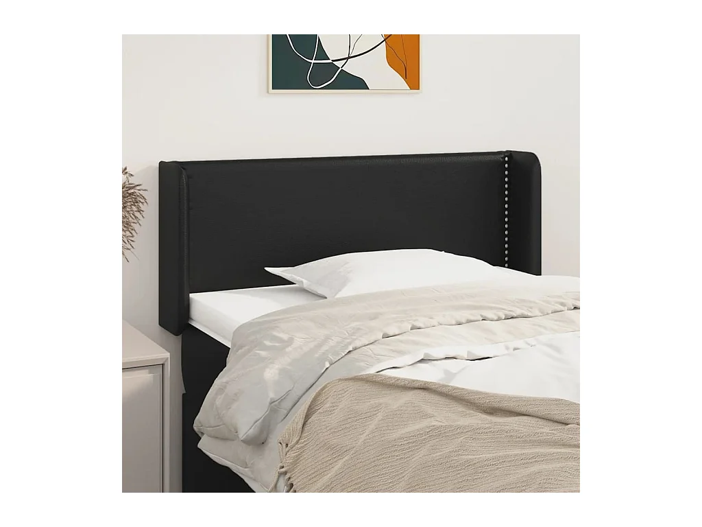 Mueble cabecero | Cabezal de cama | Cabecero de cuero sintético negro 93x16x78/88 cm