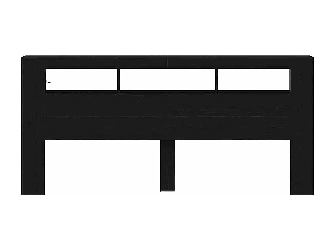 Mueble cabecero | Cabecero | Cabezal de cama LED con estante Roble negro 220 x 18.5 x 103.5 cm