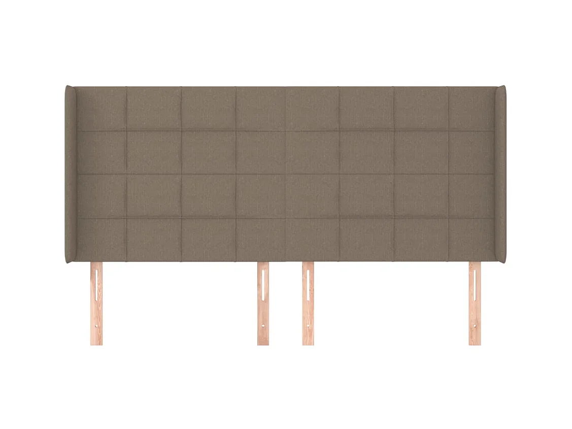 Cabecero | Cabezal de Cama | Mueble cabecero con orejas de tela gris taupe 163x16x118/128 cm