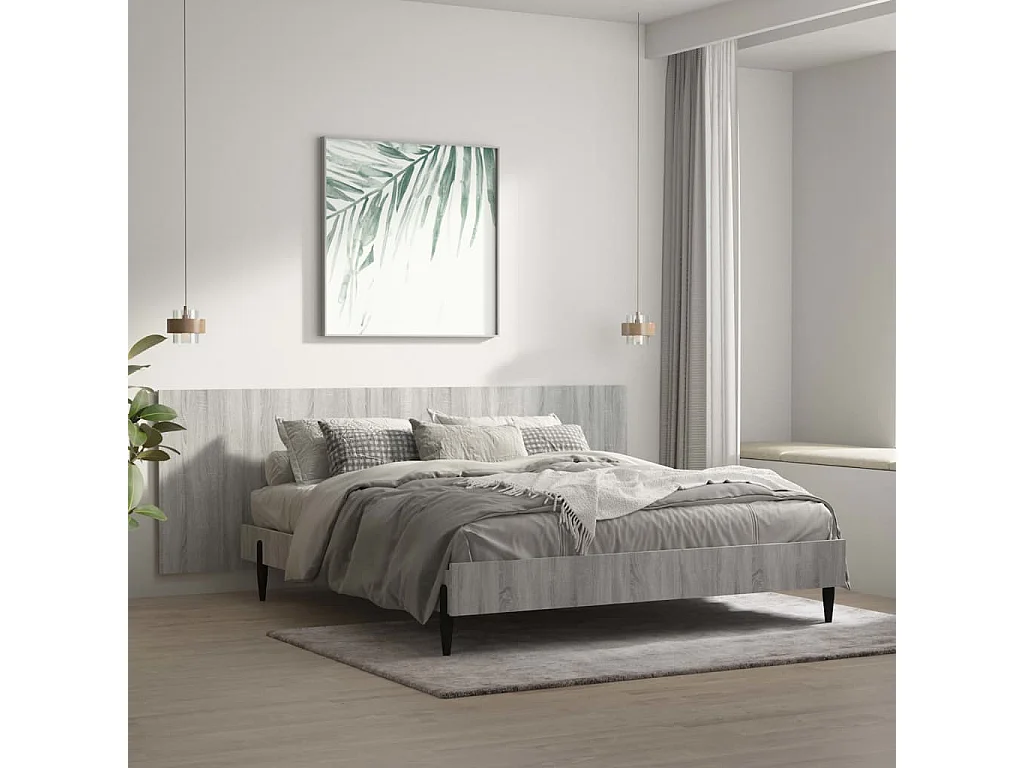 Hoofdbord | Hoofdeinde wandmodel 240x1,5x80 cm bewerkt hout grijs sonoma