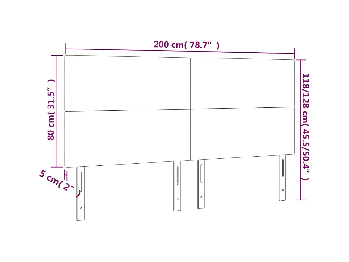 Cabecero | Cabezal de Cama | Mueble cabecero con luces LED terciopelo negro 200x5x118/128 cm