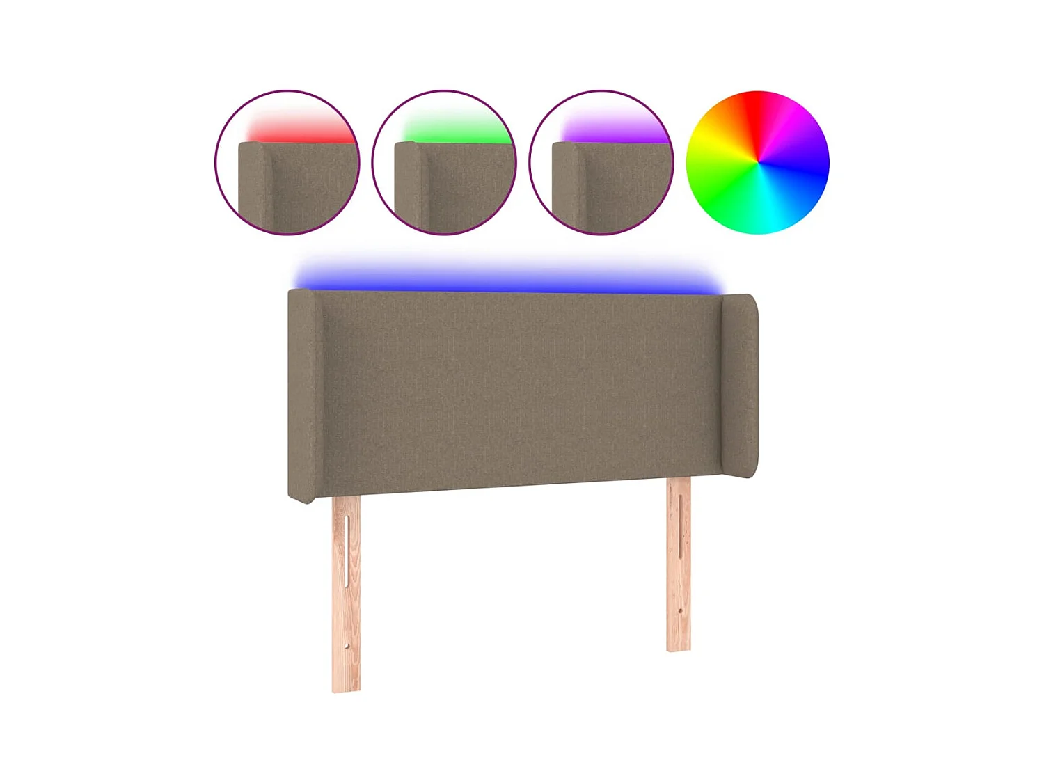 Mueble cabecero | Cabezal de cama | Cabecero con LED de tela gris taupe 103x16x78/88 cm