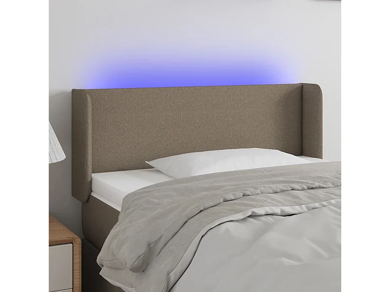 Tête de Lit | Panneau de tête pour lit Moderne à LED Taupe 103x16x78/88 cm Tissu