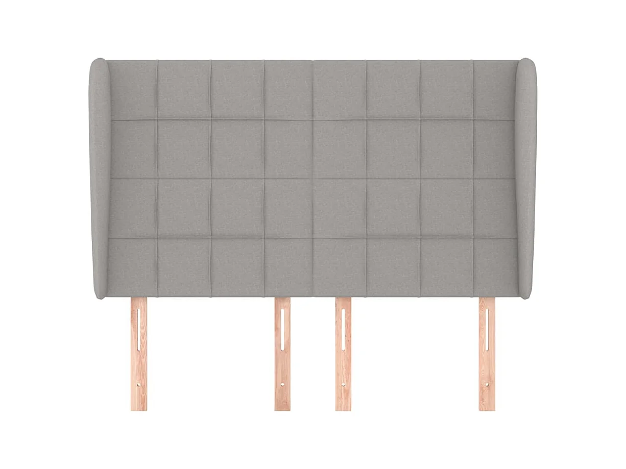 Cabecero | Cabezal de Cama | Mueble cabecero con orejas de tela gris claro 147x23x118/128 cm