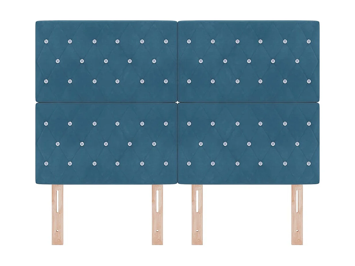 Tête de Lit | Panneau de tête pour lit Moderne LED Argyle Manuel Bleu foncé 144 cm Velours