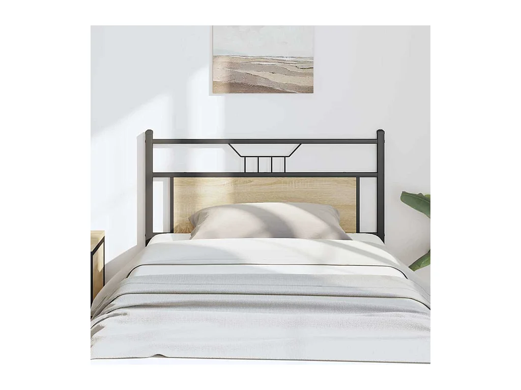 Tête de Lit | Panneau de tête pour lit Moderne chêne sonoma 107 cm bois d'ingénierie et acier