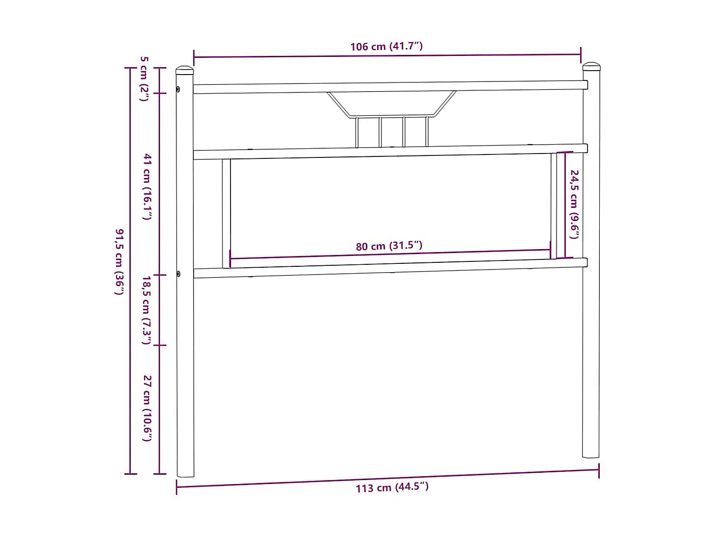 Tête de Lit | Panneau de tête pour lit Moderne chêne sonoma 107 cm bois d'ingénierie et acier