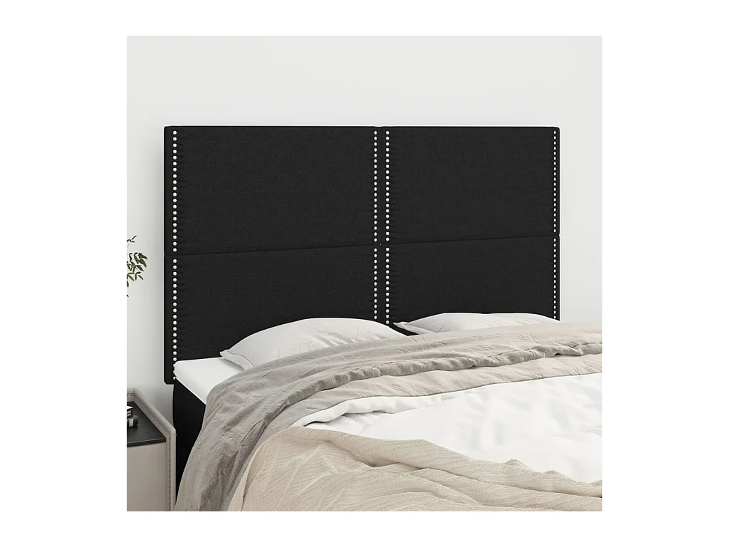 Têtes de lit | Panneaux de tête pour lit Moderne 4 pcs Noir 72x5x78/88 cm Tissu
