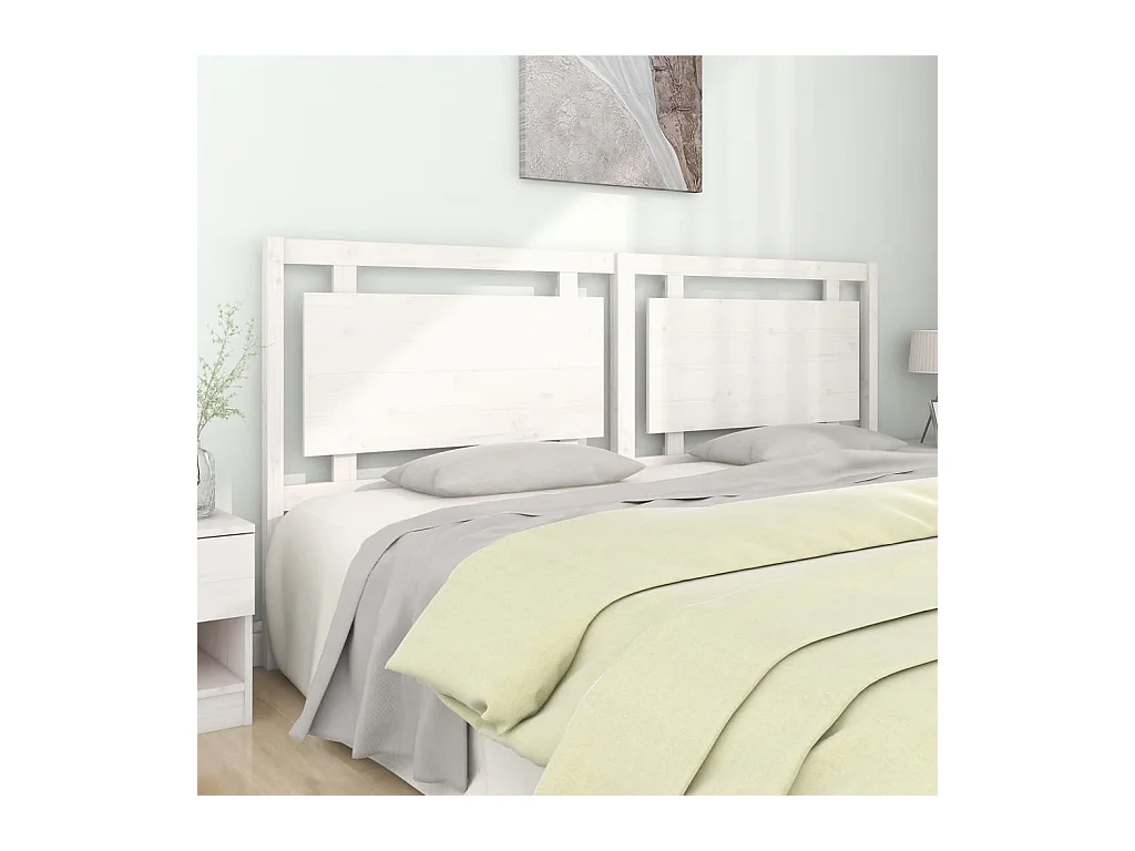 Cabecero de Cama | Cabezal de cama | Mueble de cabecero madera maciza de pino blanco 205,5x4x100 cm