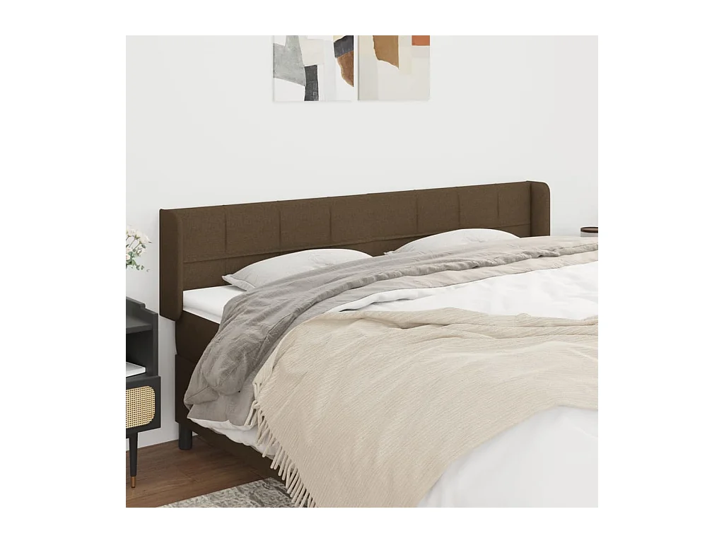 Mueble cabecero | Cabezal de cama | Cabecero de tela gris oscuro 203x16x78/88 cm