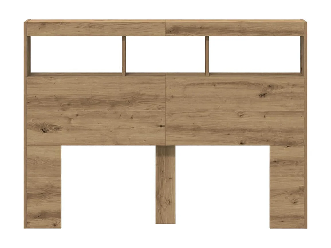 Cabecero de Cama | Cabezal de cama | Mueble de cabecero con LED roble artesanal 140x17x102 cm