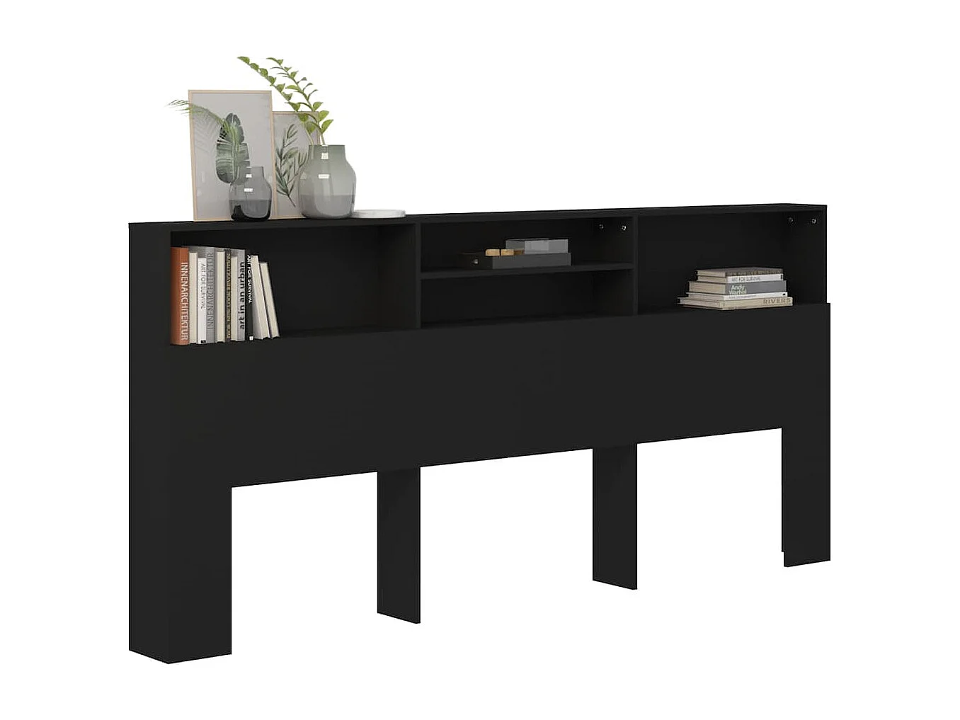 Cabecero de Cama | Cabezal de Cama | Mueble cabecero negro 220x19x103,5 cm