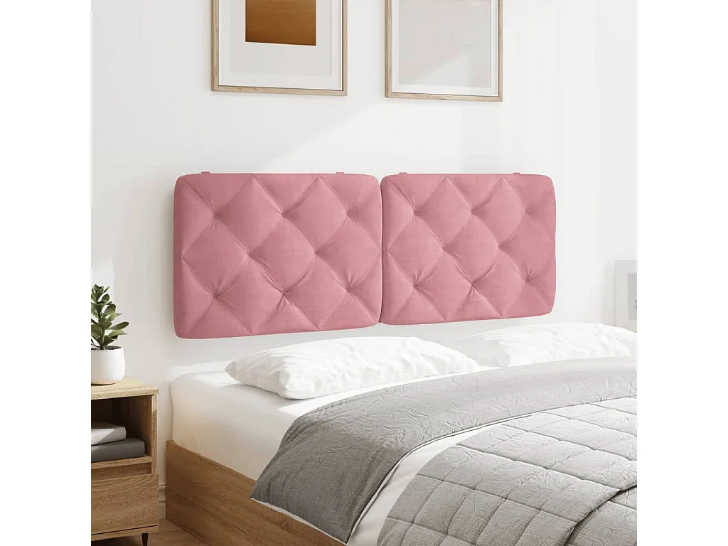 Cabecero de Cama | Cabezal de cama | Mueble de cabecero acolchado terciopelo rosa 120 cm