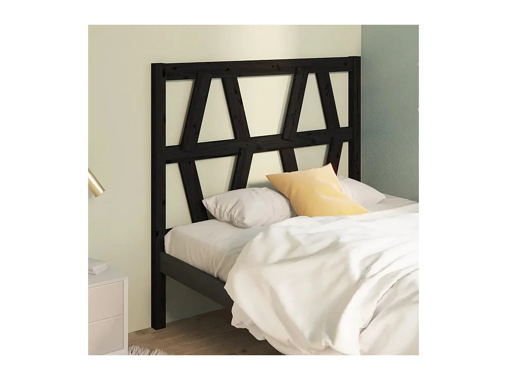 Cabecero de Cama | Cabezal de cama | Mueble de cabecero madera maciza de pino negro 96x4x100 cm