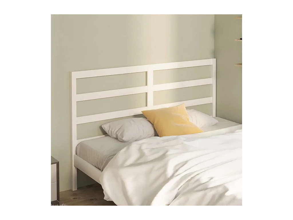 Tête de Lit | Panneau de tête pour lit Moderne Blanc 146x4x100 cm Bois massif de pin