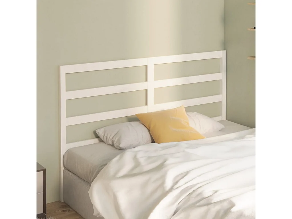 Tête de Lit | Panneau de tête pour lit Moderne Blanc 146x4x100 cm Bois massif de pin