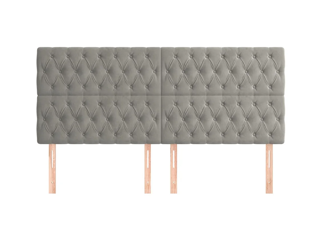 Cabeceros | Cabezal de cama | Mueble de cabecero 4 unidades de terciopelo gris claro 100x7x78/88 cm