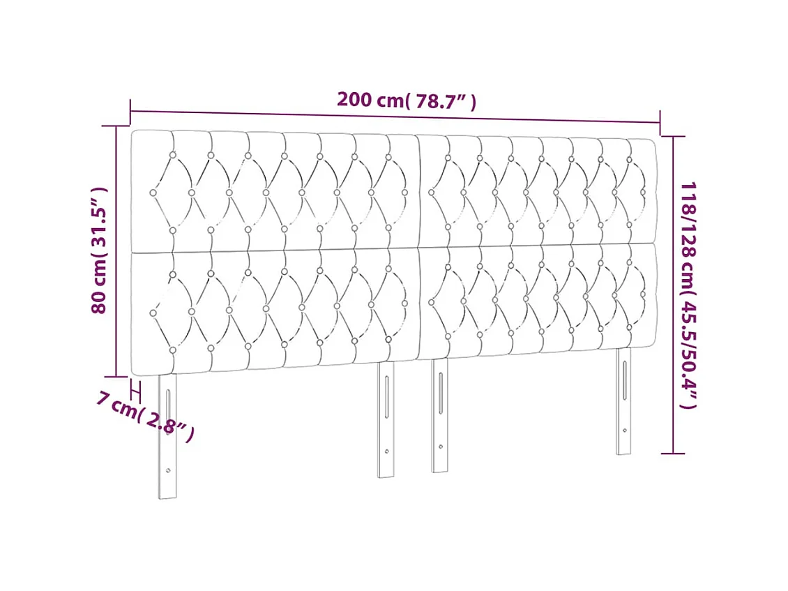 Cabeceros | Cabezal de cama | Mueble de cabecero 4 unidades de terciopelo gris claro 100x7x78/88 cm
