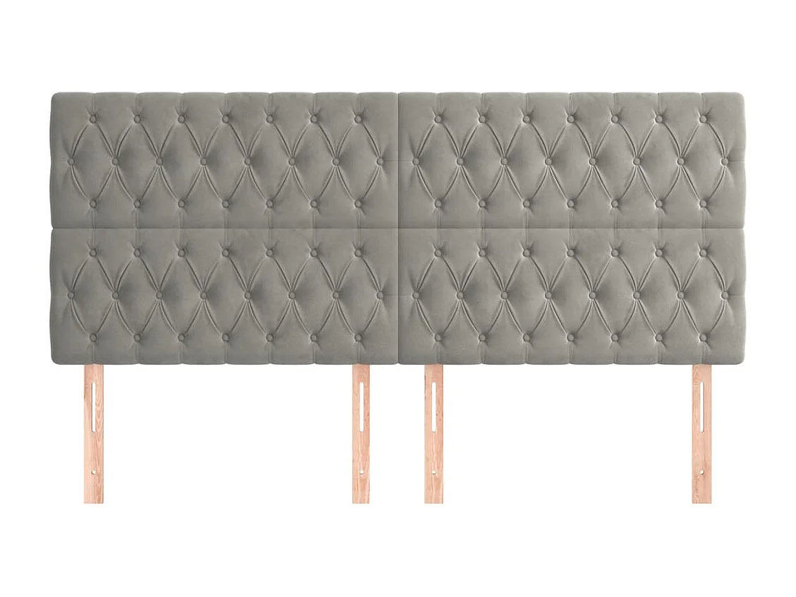 Têtes de lit | Panneaux de tête pour lit Moderne 4 pcs Gris clair 100x7x78/88 cm Velours